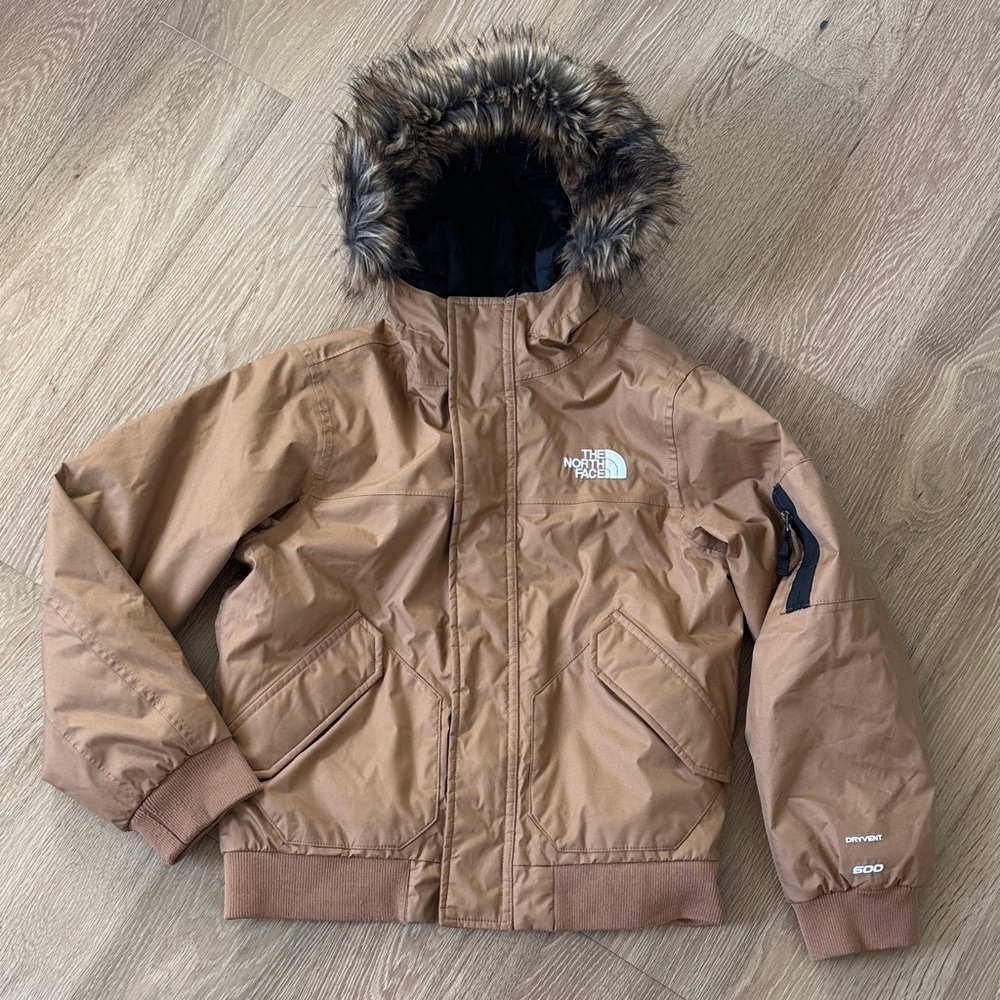 The North Face Kids Tan ‘DryVent 600”Jacket with Removable Fur Hood (Boys/Girls)